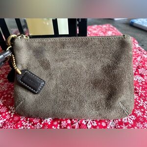 Coach brown suede wristlet with hangtag!